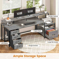 Sikaic Gaming Desk 75 Inches Led Gaming Desk Grey Grey / Engineered Wood / Modern