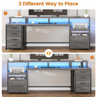 Sikaic Gaming Desk 75 Inches Led Gaming Desk Grey Grey / Engineered Wood / Modern