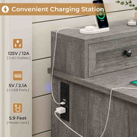 Sikaic Gaming Desk Executive Gaming Desk with LED Lights Grey Grey / Engineered Wood / Modern