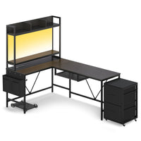 Sikaic Gaming Desk LED Reversible Gaming Desk Black
