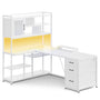 Sikaic Gaming Desk 58 Inches L Shaped Gaming Desk White White / Engineered Wood / Modern
