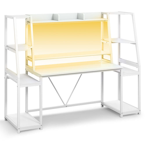 Sikaic Gaming Desk 65.7 Inches Gaming Desk White White / Engineered Wood / Modern