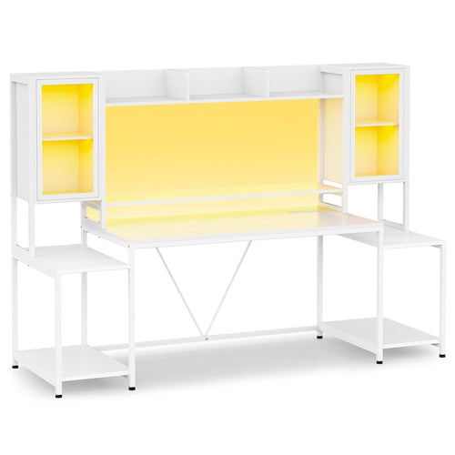 Sikaic Gaming Desk 74.8 Inches Ergonomic Gaming Desk White White / Engineered Wood / Modern