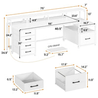 Sikaic Gaming Desk 75 Inches Led Gaming Desk White White / Engineered Wood / Modern