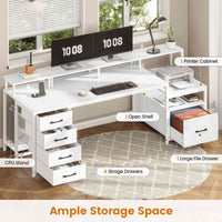 Sikaic Gaming Desk 75 Inches Led Gaming Desk White White / Engineered Wood / Modern