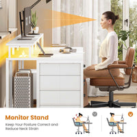 Sikaic Gaming Desk 75 Inches Led Gaming Desk White White / Engineered Wood / Modern