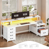Sikaic Gaming Desk 75 Inches Led Gaming Desk White White / Engineered Wood / Modern