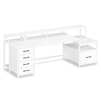 Sikaic Gaming Desk 75 Inches Led Gaming Desk White White / Engineered Wood / Modern