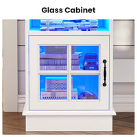 Sikaic Gaming Desk Executive Gaming Desk with LED Lights White White / Engineered Wood / Modern