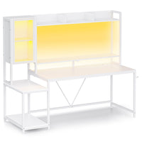 Sikaic Gaming Desk Led Gaming Desk White White / Engineered Wood / Modern