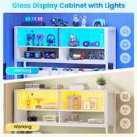 Sikaic Gaming Desk LED L Shaped Gaming Desk White White / Engineered Wood / Modern