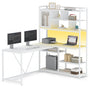 Sikaic Gaming Desk 58 Inches L Shape Corner LED Gaming Desk White White / Modern