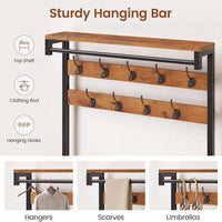 Sikaic Hall Tree 5-in-1 Entryway Hall Tree with Bench and Shoe Storage Rustic Brown Brown / Engineered Wood / Modern