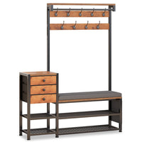 Sikaic Hall Tree 5-in-1 Entryway Hall Tree with Bench and Shoe Storage Rustic Brown Brown / Engineered Wood / Modern