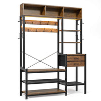 Sikaic Hall Tree Hall Tree with Bench and Shoe Storage Rustic Brown Brown / Modern