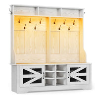 Sikaic Hall Tree 59.1 Inches 5-in-1 Hall Tree with 16 Shoe Cubbies Embossed White Embossed White / Engineered Wood / Modern