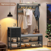 Sikaic Hall Tree 5-in-1 Entryway Hall Tree with Bench and Shoe Storage Grey Grey / Engineered Wood / Modern
