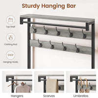 Sikaic Hall Tree 5-in-1 Entryway Hall Tree with Bench and Shoe Storage Grey Grey / Engineered Wood / Modern