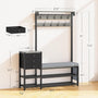 Sikaic Hall Tree 5-in-1 Entryway Hall Tree with Bench and Shoe Storage Grey Grey / Engineered Wood / Modern