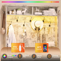 Sikaic Hall Tree 5-in-1 Hall Tree with Bench and Shoe Storage Vintage White