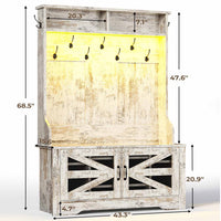 Sikaic Hall Tree 5-in-1 Hall Tree with Bench and Shoe Storage Vintage White