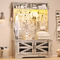 Sikaic Hall Tree 5-in-1 Hall Tree with Bench and Shoe Storage Vintage White