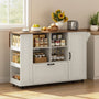 Sikaic Kitchen Island Cart 51" Kitchen Island with Storage & Drop Leaf White Rustic White & Honey Brown / Alloy Steel & Engineered Wood / Rustic