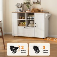 Sikaic Kitchen Island Cart 51" Kitchen Island with Storage & Drop Leaf White Rustic White & Honey Brown / Alloy Steel & Engineered Wood / Rustic