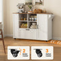 Sikaic Kitchen Island Cart 51" Kitchen Island with Storage & Drop Leaf White Rustic White & Honey Brown / Alloy Steel & Engineered Wood / Rustic