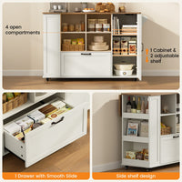 Sikaic Kitchen Island Cart 51" Kitchen Island with Storage & Drop Leaf White Rustic White & Honey Brown / Alloy Steel & Engineered Wood / Rustic