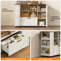 Sikaic Kitchen Island Cart 51" Kitchen Island with Storage & Drop Leaf White Rustic White & Honey Brown / Alloy Steel & Engineered Wood / Rustic