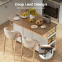 Sikaic Kitchen Island Cart 51" Kitchen Island with Storage & Drop Leaf White Rustic White & Honey Brown / Alloy Steel & Engineered Wood / Rustic