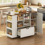 Sikaic Kitchen Island Cart 51" Kitchen Island with Storage & Drop Leaf White Rustic White & Honey Brown / Alloy Steel & Engineered Wood / Rustic