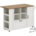 51" Kitchen Island with Storage & Drop Leaf White