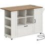 Sikaic Kitchen Island Cart 51" Kitchen Island with Storage & Drop Leaf White Rustic White & Honey Brown / Alloy Steel & Engineered Wood / Rustic