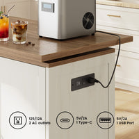 Sikaic Kitchen Island Cart 72" Rolling Kitchen Island with 360° Swivel Table & Power Outlet White White / Engineered Wood / Farmhouse