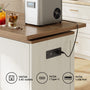 Sikaic Kitchen Island Cart 72" Rolling Kitchen Island with 360° Swivel Table & Power Outlet White White / Engineered Wood / Farmhouse