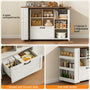 Sikaic Kitchen Island Cart 72" Rolling Kitchen Island with 360° Swivel Table & Power Outlet White White / Engineered Wood / Farmhouse