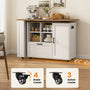 Sikaic Kitchen Island Cart 72" Rolling Kitchen Island with 360° Swivel Table & Power Outlet White White / Engineered Wood / Farmhouse