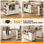Sikaic Kitchen Island Cart 72" Rolling Kitchen Island with 360° Swivel Table & Power Outlet White White / Engineered Wood / Farmhouse