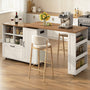 Sikaic Kitchen Island Cart 72" Rolling Kitchen Island with 360° Swivel Table & Power Outlet White White / Engineered Wood / Farmhouse