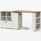 Sikaic Kitchen Island Cart 72" Rolling Kitchen Island with 360° Swivel Table & Power Outlet White White / Engineered Wood / Farmhouse