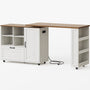 Sikaic Kitchen Island Cart 72" Rolling Kitchen Island with 360° Swivel Table & Power Outlet White White / Engineered Wood / Farmhouse