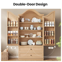 Sikaic Kitchen Pantry 70.9 inch Tall Kitchen Pantry Cabinet with Scalloped Arched Top Natural Natural / Engineered Wood / Farmhouse