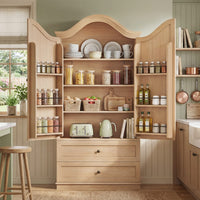 Sikaic Kitchen Pantry 70.9 inch Tall Kitchen Pantry Cabinet with Scalloped Arched Top Natural Natural / Engineered Wood / Farmhouse