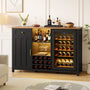 Sikaic Liquor Cabinet 57" Large Coffee Bar Cabinet with Fridge Space Black Black / Engineered Wood / Farmhouse