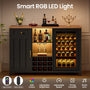 Sikaic Liquor Cabinet 57" Large Coffee Bar Cabinet with Fridge Space Black Black / Engineered Wood / Farmhouse