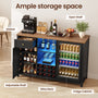 Sikaic Liquor Cabinet 57" Large Coffee Bar Cabinet with Fridge Space Black Black / Engineered Wood / Farmhouse