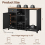 Sikaic Liquor Cabinet 57" Large Coffee Bar Cabinet with Fridge Space Black Black / Engineered Wood / Farmhouse