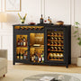 Sikaic Liquor Cabinet 53" Modern Coffee Bar Cabinet with Fridge Space Black Black / Engineered Wood / Modern
